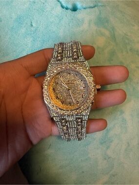 Moissanite Audemars Piguet Silver &  Rose Gold Watch